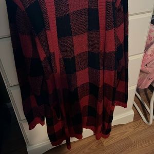 Maurices cardigan XL women’s red and black checker print